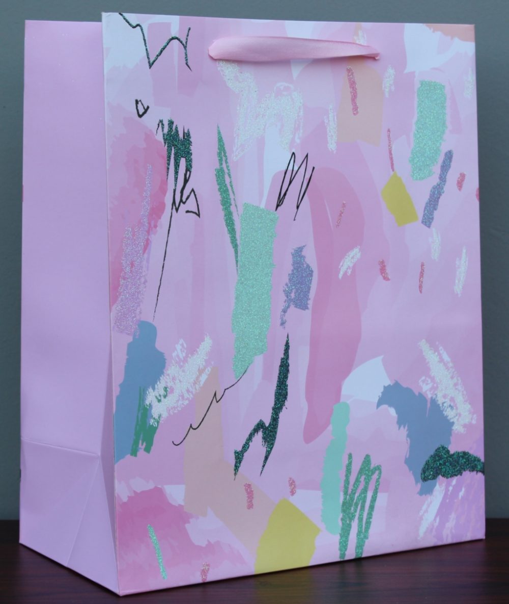 pink glitter gift bags